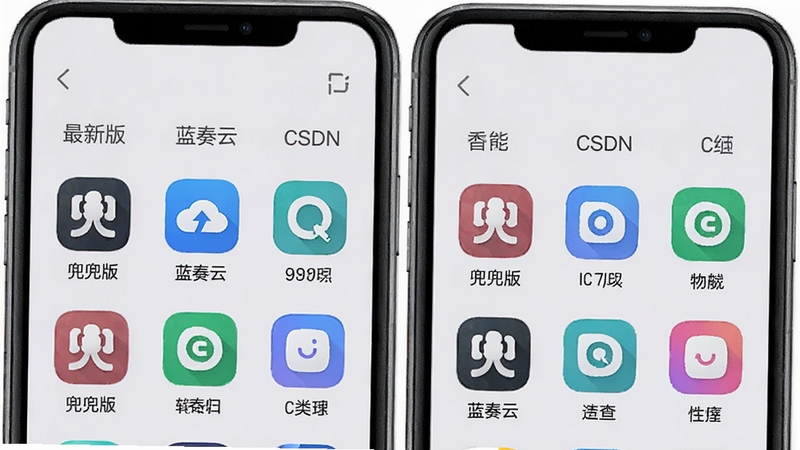 兜兜线报 软件合集分类管理界面,手机屏幕显示多个分类标签如“最新版”“蓝奏云”“CSDN”等,每个标签下排列着软件图标与名称,背景为柔和的浅灰色,图标色彩鲜明,整体布局整齐有序,突出分类管理的便捷性