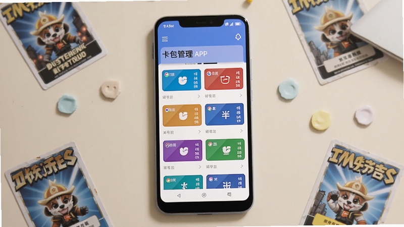 ��������һ����׿�ֻ���Ļ������ʾ�⿨APP�Ŀ������������棬���������������Ŷ��Ų�ɫ���ֿ�Ƭ������Ϊǳɫ��Լ���滷������Χɢ�伸��ʵ���ղؿ���Ϊװ�Σ�����������������ͻ�����ֿ�����ʵ�忨Ƭ�ĶԱ��ںϣ�����ϸ�ڣ��ʺ���������վ��ͼ
