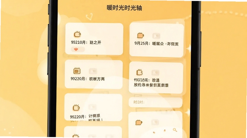 ůʱ��ʱ���Ṧ�ܽ��棬�ֻ���Ļ��ʾ�������е�ʱ�⿨Ƭ��ÿ�ſ�Ƭ�������ڡ�Сͼ��ͼ�����֣�����Ϊů��ɫ����������ܰ���