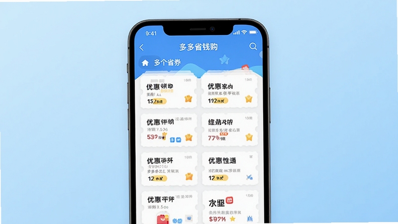 һ����Ϊ���ʡǮ�����ֻ�Ӧ�ý���չʾ�������������Ż�ȯ�ۺ��б�������Ϊǳ��ɫ���䣬�ֻ���Ļ����ʾ������Ʒ�Ż�ȯ��Ƭ�����������¼�࣬�ʺ���Ϊ�������ܽ�����ͼ