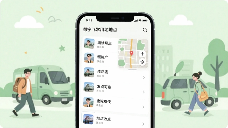 �����ɳ��õص��ղؽ��棬��������Ϊ�ֻ���Ļ����Ļ��չʾ�ص��ղ��б����ͼС��������Ϊ����ɫ���г����廭��������£�����Booguģ������