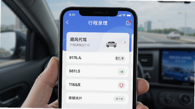 顺风代驾出行计价软件中行程记录管理页面的手机界面展示