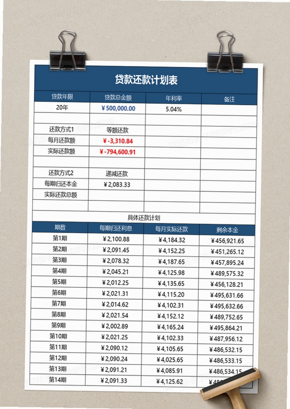 房伴 还款计划表 截图