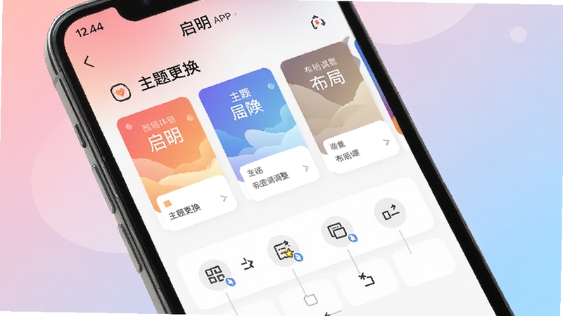 ����APP���Ի����ý���չʾ������Ϊ�ֻ���Ļ��д����Ļ����ʾ����APP����������벼�ֵ���ҳ�棬�в�ͬ��ɫ�����⿨Ƭ����ק�����ͼ�꣬����Ϊ��͵ķ������䣬ͻ�����Ի����Զ�����Ӿ�����