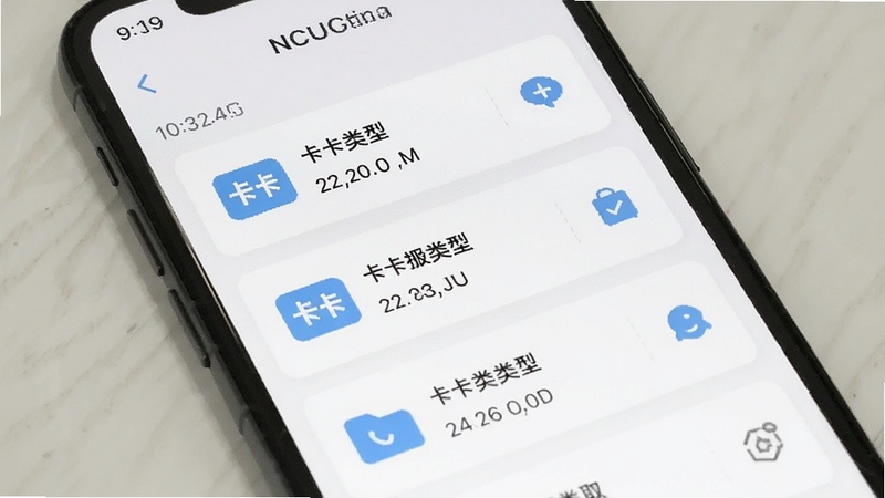 手机NFC读取历史记录页面,手机屏幕显示按时间排列的卡片读取记录列表,每条记录包含卡片类型与读取时间,背景为简洁的白色界面,点缀淡蓝色图标,整体清爽易读,适配Boogu模型生成