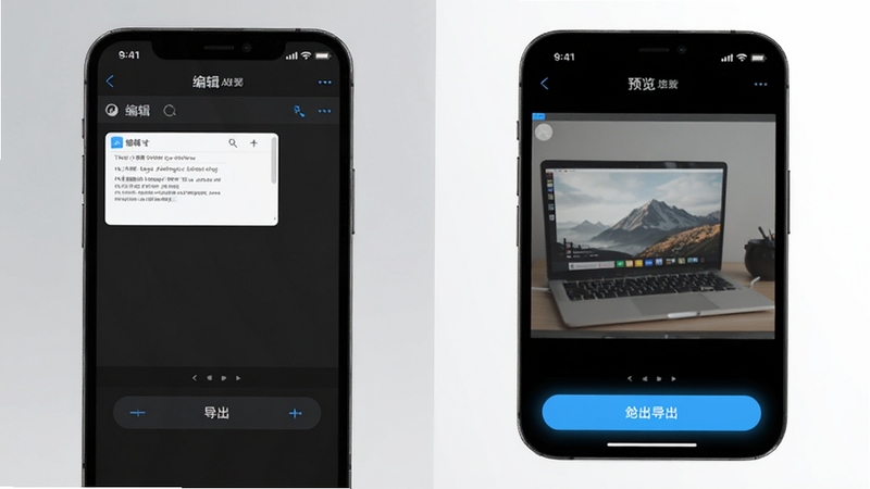 Deep小说推文AI实时预览与导出功能界面,画面展示手机屏幕左侧为编辑区右侧为预览区,底部有导出按钮高亮显示,背景为简洁灰白渐变,突出操作便捷性