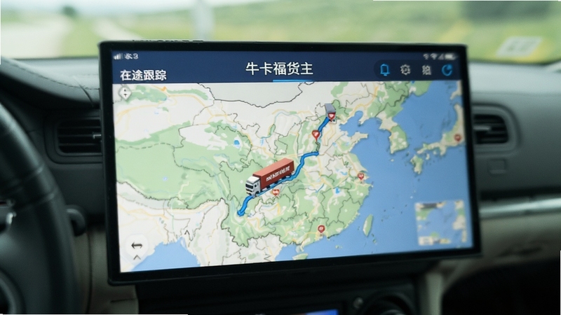 牛卡福货主 在途跟踪 地图 货车 轨迹 手机 界面