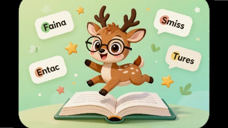 ����չʾС¹����APP�ĺ��Ľ��棬����������һֻ�����۾��Ŀ�ͨС¹�����鱾����Ծ����������͵�ǳ��ɫ���䣬����Ư����Ӣ�ĵ��ʿ�Ƭ������ͼ�꣬���������»��ã�����Booguģ�����ɣ���ͼ������ϸ��������