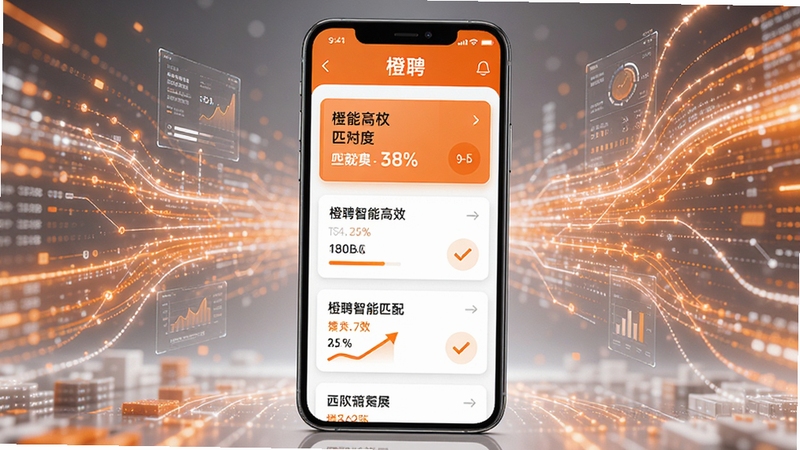 ��Ƹ����ƥ�书��չʾͼ������������һ�������ֻ�����Ļ����ʾ��ƸAPP�ĸ�λ�Ƽ��б���ÿ����λ��Ƭ����ƥ��Ȱٷֱȣ�����Ϊ�Ƽ���������������ɫ���Գ�ɫ�Ͱ�ɫΪ�����������ܸ�Ч��