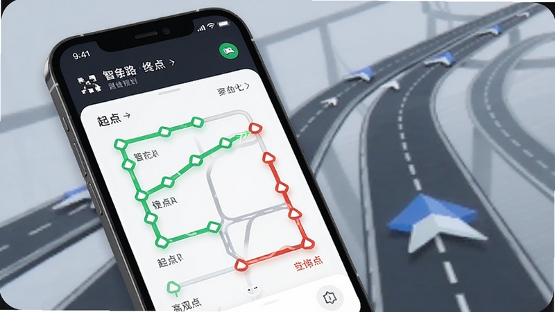 ����·��app����·�߹滮���棬�ֻ���Ļչʾ��㵽�յ�Ķ���·�߶Աȣ���ɫ���ɫ��ע��ͬ·��������Ϊ����ĵ�·�����뵼����ͷ���������ִ���Լ