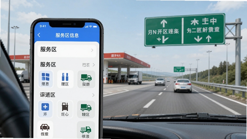 ����·��app��������Ϣ��ѯ���棬�ֻ���Ļ��ʾ�������б�����ʩͼ�꣬����Ϊ���ٹ�·������ʵ����ָʾ�ƣ��������ʵ��