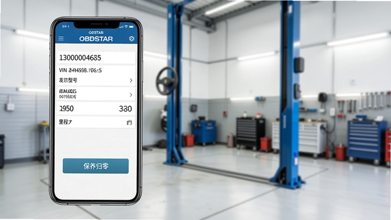 OBDSTAR������Ϣ��ȡҳ�棬�ֻ���Ļ��ʾVIN�롢�������ͺš����������Ϣ���Ա��б������㰴ť������Ϊ�ɾ�������ά�޹�λ����������רҵ���ʺ���Ϊ��������չʾͼ