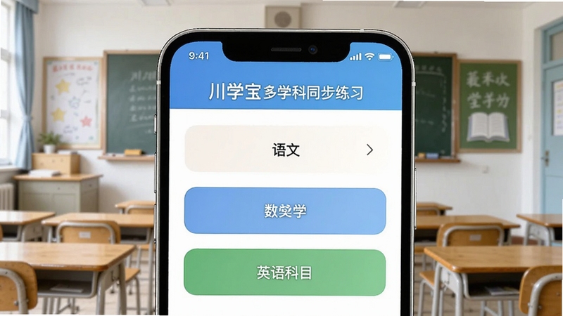 ��ѧ����ѧ��ͬ����ϰ���棬�ֻ���Ļչʾ������ѧӢ���Ŀѡ��ҳ�棬����Ϊ���Һڰ������������������࣬ͻ��ѧϰ����