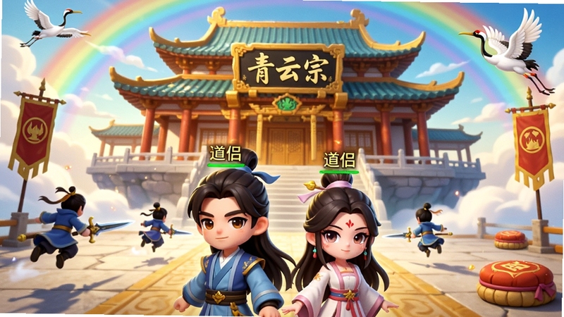 ��������������ʿ���ų�����������һ���������ƶ˵ľ޴󹬵�Ҷ����顰�����ڡ����֣�����ǰ���㳡�϶�λ��ʿ�������У��������Ϊһ��һŮ��λ��ʿ���������ͷ����ʾ���³ƺţ������вʺ����ɺף�����ɫ��������ů�����ΪQ��������ϸ�ڰ���������������������