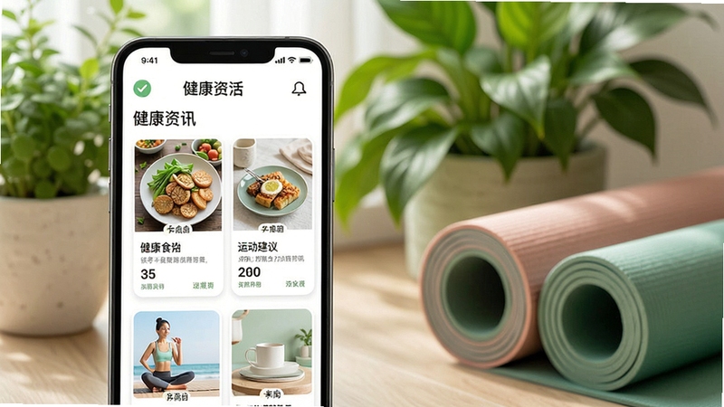 ��������Ӧ���ڵĽ�����Ѷҳ�棬��������Ϊ�ֻ���Ļ��ʾ����ʳ�����˶����鿨Ƭ������Ϊ���µ���ɫֲ�����٤�棬��������Ȼ������ͻ�������Ϣ