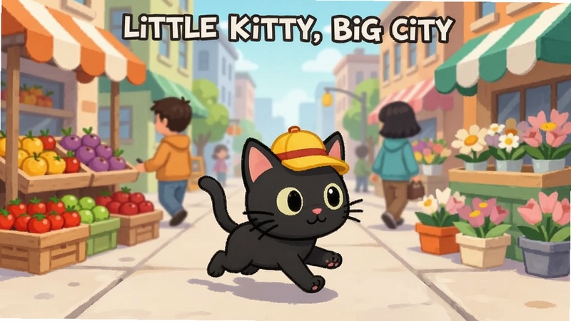 Little Kitty, Big City��Ϸ������һֻС��è�����ֵĳ��нֵ��ϱ��ܣ���Χ��ˮ��̯����������ˣ�è��ͷ������һ��С��ñ�����������¿ɰ�