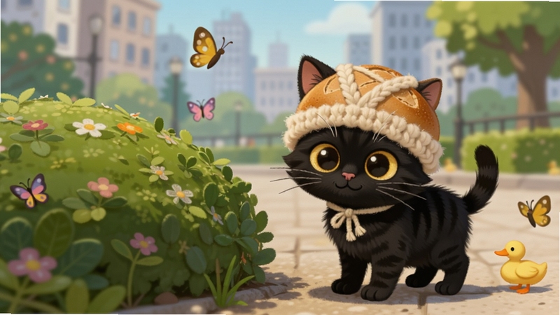 Little Kitty, Big City�е�С��è���ſɰ������ñ��վ�ڳ��й�԰�Ĺ�ľ���Աߣ������к�����СѼ�ӣ�������ܰ����