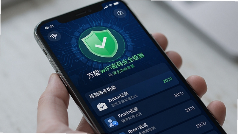 ����wifi���밲ȫ��⹦�ܽ��棬�ֻ���Ļ��ʾ��ɫ����ͼ���밲ȫ��ʾ���֣��·��г��Ѽ���ȵ��б�������Ϊ����ɫ�Ƽ�������ͻ����ȫ����רҵ��
