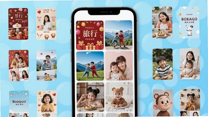 ������ģ�����Ľ��棬��������Ϊ�ֻ���Ļչʾ�������ģ����棬�������ա����С����ӵ����⣬����Ϊǳ��ɫ���䣬��Ļ��Χ����ģ������ͼ�����������»��ã�����Booguģ������