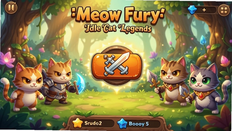 Meow Fury: Idle Cat Legends ��Ϸ�����棬��ֻè��Ӣ�������ɭ�ֱ������жӣ�������������Ŀ��ս����ť����Դ��������ɫ��������ů���ʺ�Booguģ������