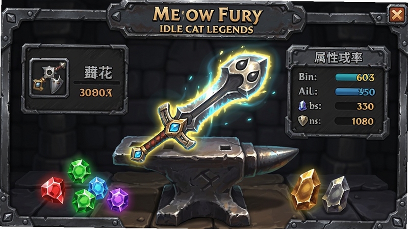 Meow Fury: Idle Cat Legends װ��ǿ�����棬�����Ϸ���һ�ѷ���èצ������Χ�б�ʯ��ǿ��ʯ��������ʾ�ɹ���������������ֵ�������ʸ�ǿ��