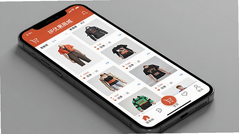 ƴ�Ż��̳� �ֻ�APP���� ��ҳ��Ʒ�ٲ���չʾ �Ⱥ�ɫ��ɫ�� ��ƽ����� ���ﳵͼ�� �ײ������� �ִ����̷�� ������Ⱦͼ