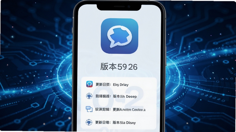 好球剪辑版本更新启动页,手机屏幕显示软件图标和更新日志列表,背景为科技感蓝色光效,画面主体为版本号标识