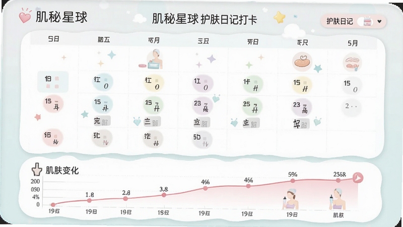 �������� �����ռǴ򿨽��棬������ͼ���ÿ�����������ײ��м����仯����ͼ��������ɫ�������