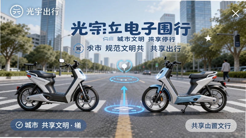 光宇出行 电子围栏 规范停车 城市文明 共享出行 宣传图