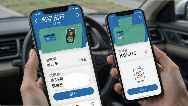 光宇出行 计费页面 骑行卡 优惠券 手机支付 界面展示