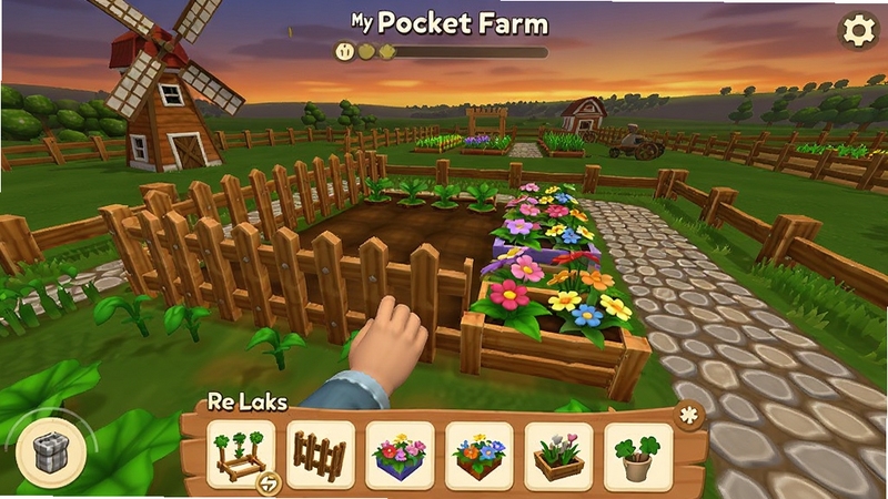 My Pocket Farm ũ��װ��ģʽ��ͼ������չʾ��������϶�ľ��Χ���Ͳ�ɫ��̳��ũ����Χ�Ѳ��ú�ʯ��С·��糵������ײ���װ����ѡ����������Ϊ�ƻ�ɫ����ũ��ȫ����ͻ�����ɲ�������Ի����