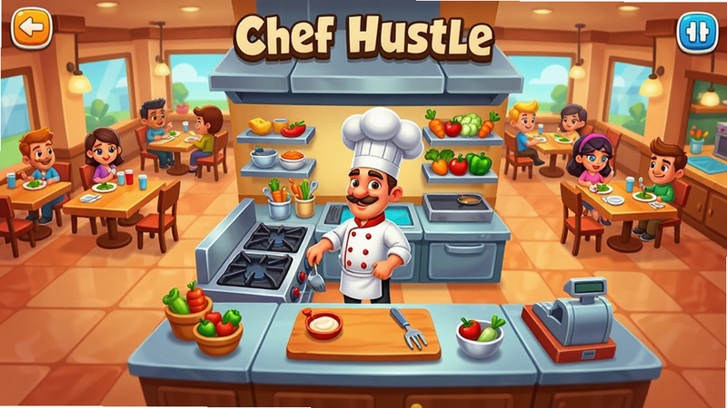 Chef Hustle ��Ϸ������ȫ��������������һλ������ɫ��ʦ���Ŀ�ͨ�������ڿ���ʽ����æµ��������ůɫ���������ã������������У��˿������òͣ���������������ʽ��ͨ���ϸ�ڰ�����̨��ʳ�ļܺ�����̨��ɫ�ʱ��Ͷȸߣ�����ͼ
