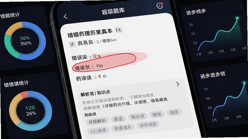 �������APP�Ĵ��Ȿҳ����д����Ļ������ʾһ�������Ϊ�״���ҩ��ѧ�������⣬��ɫ������ע����ѡ��·�������ϸ������֪ʶ���ǩ����Χ�����Ŵ���ͳ�ƻ���ͼ�ͽ������ߣ�����Ϊ��ɫ����ģʽ��ͻ�����ݿ��ӻ��ĿƼ���